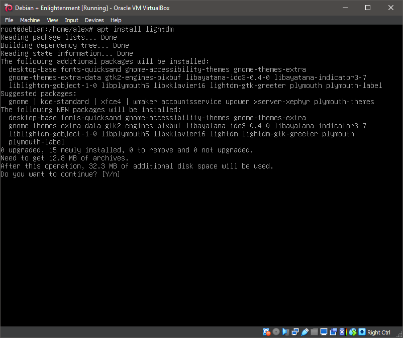 Running 'apt install lightdm'